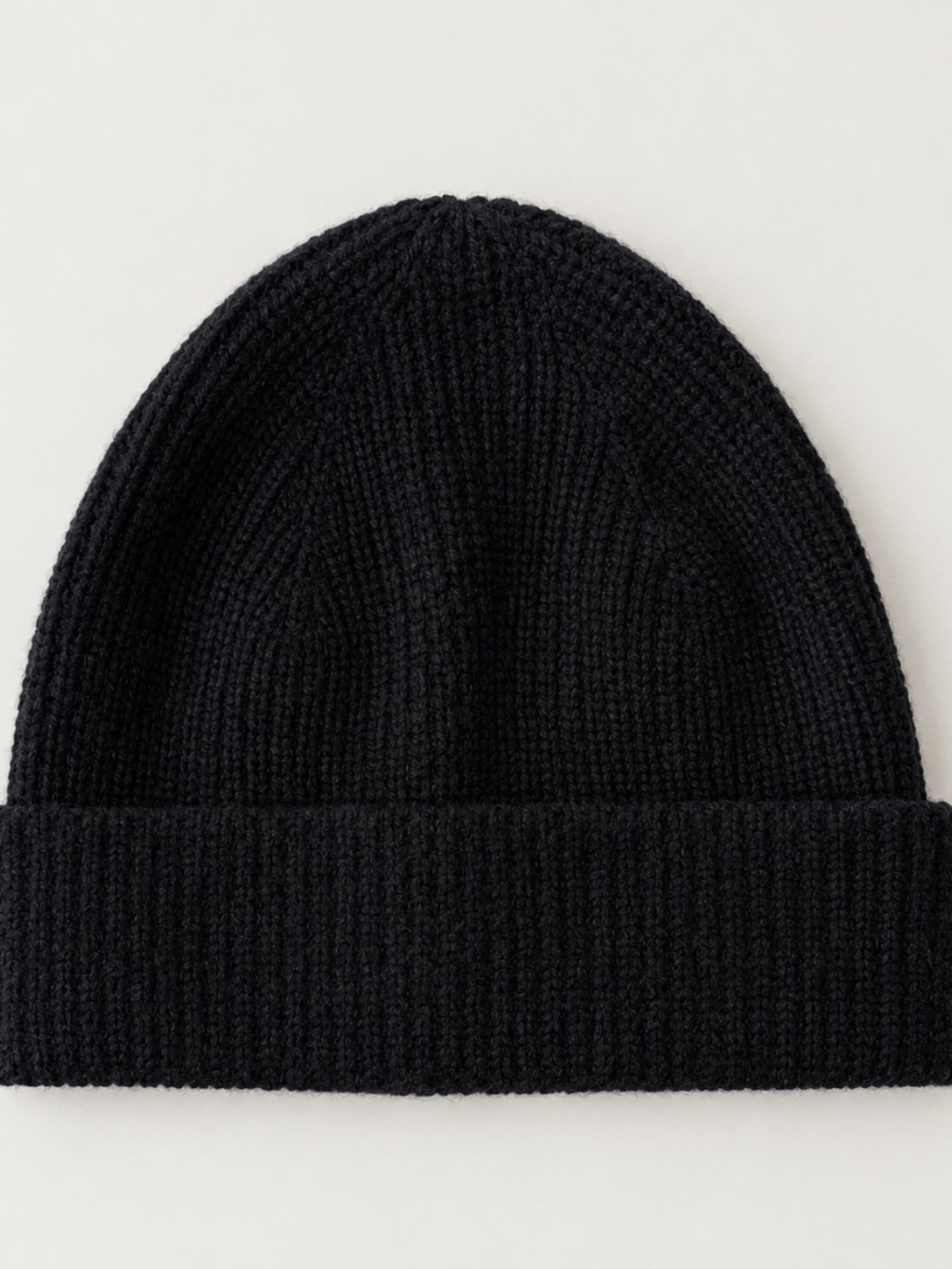 Quince 100% Cashmere Ribbed Beanie Hat Black Unisex Winter Knit OS